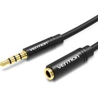 Аудиокабель удлинитель Vention Cotton Braided 3.5mm Audio Extension Cable 0.5M Black Metal Type