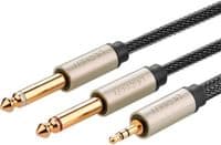 Аудіокабель UGREEN 3,5 мм TRS на подвійний 6,35 мм TS аудіокабель 1 м (сірий)