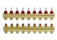 Розподільний колектор Danfoss FHF-F, 9+9 контурів, з ротаметрами, латунь