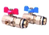 Комплект шаровых кранов Danfoss FHF-BV, 1", для подключения коллекторов, 2шт, прямой, латунь