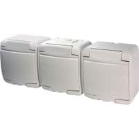 Розетка 3-контактна Schuko RHE-3s (білий/біла кришка, IP54)