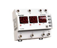 Реле напряжения и тока дуорежимное одно / трифазное VA-3F40A M6R на DIN-рейку, 3*40А, 3*8500Вт, 120-270В, шестимодульное с индикатором напряжения