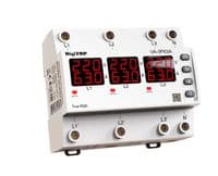 Реле напруги та струму дворежимне одно/трифазне VА-3F63А M6R на DIN-рейку, 3*63А, 3*13500Вт, 120-270В, шестимодульне з індикатором напруги (червоний)