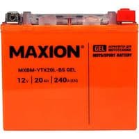 Автомобільний акумулятор MOTO MAXION MXBM-YTX20L-BS (12V, 18Ah, 260A, -/+), сухозаряд з електрол, (чорн/зелен)
