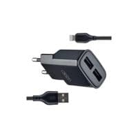 Зарядное устройство для XO L92C (2USB/2.4A) + USB - Lightning Черный (XO-L92C-L)