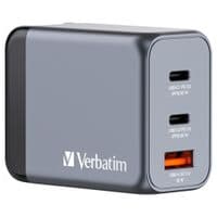 Настенное зарядное устройство Verbatim GaN 65 Вт,3 порта (2xUSB-C-65 Вт/USB-A-3.0)