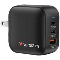 Настенное зарядное устройство Verbatim Mini GaN 70 Вт, 3 порта (2xUSB-C/1xUSB-A)