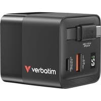 Настінний зарядний пристрій Verbatim   GaN 65 Вт, 2 порта (USB-C/1xUSB-A) з висувним кабелем