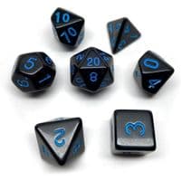 Набор кубиков для настольных игр Games 7 Days Opaque 7 Dice Set - Black (w-blue) (g7dopaq12)