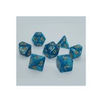 Набор кубиков для настольных игр Games 7 Days Pearl 7 Dice Set - Light blue (w-gold) (g7dpearl15)