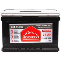 Аккумулятор автомобильный NORVEGO ВЕСТА Premium 74A +прав (0) (720 пуск)