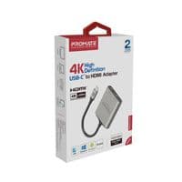 Адаптер Promate USB Type-C - 2xHDMI (M/F) MediaLink-H2 Gray (medialink-h2.grey)