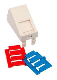 Face plate 22,5x45 for 1 Modular Jack RJ45 SL, with dust sutter, Angled, white