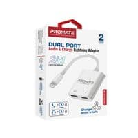 Адаптер Promate Lightning - 2хLightning (M/F) MediaLink-i2и White