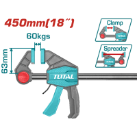 Струбцина TOTAL THT1340603 швидкозажимна, 63х450мм, 60кг