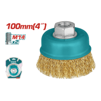 Акс.інстр TOTAL TAC31041 Щітка чашкова дротяна,100мм, для КШМ, М14.