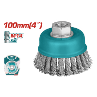 Акс.інстр TOTAL TAC32041 Щітка чашкова, з плетеного дроту,100мм, для КШМ, М14.