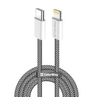 Кабель Type-C - Lightning, ColorWay, Black, 2 м, 27 Вт, Braided Cotton (CW-CBPDCL068-BK)
