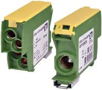 Блок распределительный ETI, EDBJ-1x70-4x25/PE (192A, 1000V AC/1500V DC, IN: 1x70, OUT: 4x25, жовт.-зел.)