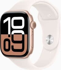Apple Watch Series 10 GPS 46mm Rose Gold Aluminum Case with Light Blush Sport Band M/L (MWWU3)
