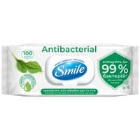 Влажные салфетки Smile Antibacterial с соком подорожника 100 шт. (4823071636741)