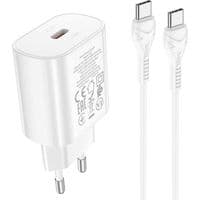 Сетевое зарядное устройство HOCO N22 Jetta PD25W charger set(Type-C to Type-C)(EU) White