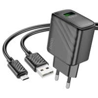 Зарядний пристрій HOCO CS21A Rich single port QC3.0 charger set(Micro)(EU) Black