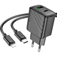 Зарядний пристрій HOCO CS23A Sunlight dual-port PD30W+QC3.0 Charger Set (C to iP)(EU) Black