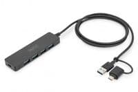 Хаб DIGITUS USB-A/C > 4хUSB-А, 1,2м, активный (опция)