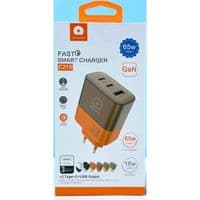 Зарядний пристрій WUW-C215 65W Charger 2 USB C + USB C brown orange