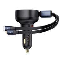 Автомобильное зарядное устройство Baseus Enjoyment Pro Car Charger C+Retractable C & iP Cable 60W Cluster Black