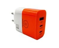 Сетевое зарядное устройство WUW-C215 65W Charger 2 USB C + USB C white orange