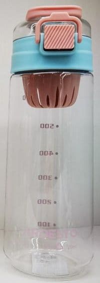 Пляшка для води з відсіком для фруктів Ardesto Duo 720мл, пластик, блакитний, рожевий