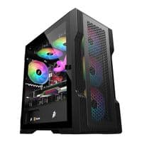 Корпус 1stPlayer T3-BK-4F1, Black, без БП, Mini Tower, Micro ATX/Mini ITX, 1xUSB 3.0/2xUSB 2.0, макс. CPU – 165 мм/VGA – 320 мм, 4x120 мм RGB, боковая панель из закаленного стекла