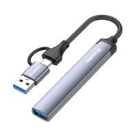 Хаб USB ColorWay "4-in-1", Grey, Type-C/USB 3.0 - 1xUSB 3.0/2xUSB 2.0/1xType-C 2.0, кабель 14 см, алюминиевый корпус (CW-HUB06)