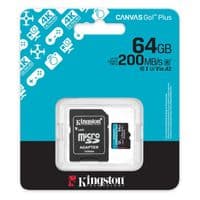 Карта памяти Kingston microSD 64GB C10 UHS-I U3 A2 V30 R200MB/s + SD