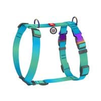 Шлея для собак WAUDOG Nylon Recycled анатомічна H-подібна з QR паспортом, градієнт, L блакитна (52882)