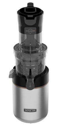 Соковитискач Sencor відцентрований 200Вт, жмих-0.6л, жолоб на ціле яблуко, пластик/метал, нерж. сталь-чорний