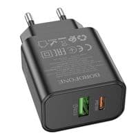 СЗУ BOROFONE BA88A 110-240V, PD20W+Q3.0,USB+Type-C, Black , Blister