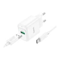 Зарядний пристрій HOCO C140A Smart single port QC3.0 charger set (Type-C)(EU) White