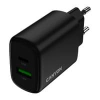 Зарядний пристрій CANYON OnCharge 200 20W 1xPD 1xQC EU Black