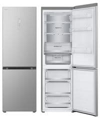 Холодильник LG з нижн. мороз., 186x60х68, холод.відд.-234л, мороз.відд.-110л, 2дв., А++, NF, інв., диспл зовн., зона св-ті, Metal Fresh, сріблястий