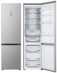 Холодильник LG з нижн. мороз., 203x60х68, холод.відд.-277л, мороз.відд.-110л, 2дв., А++, NF, інв., диспл зовн., зона св-ті, Metal Fresh, сріблястий