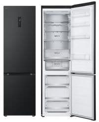 Холодильник LG з нижн. мороз., 203x60х68, холод.відд.-277л, мороз.відд.-110л, 2дв., А++, NF, інв., диспл зовн., зона св-ті, Metal Fresh, чорний