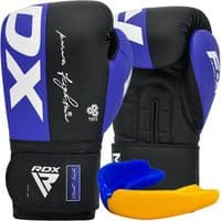Боксерські рукавички RDX F4 Boxing Sparring Gloves Hook & Loop Blue/Black 10 унцій (BGR-F4U-10OZ)